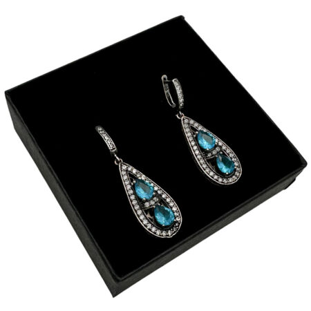 Długie srebrne kolczyki z topazem